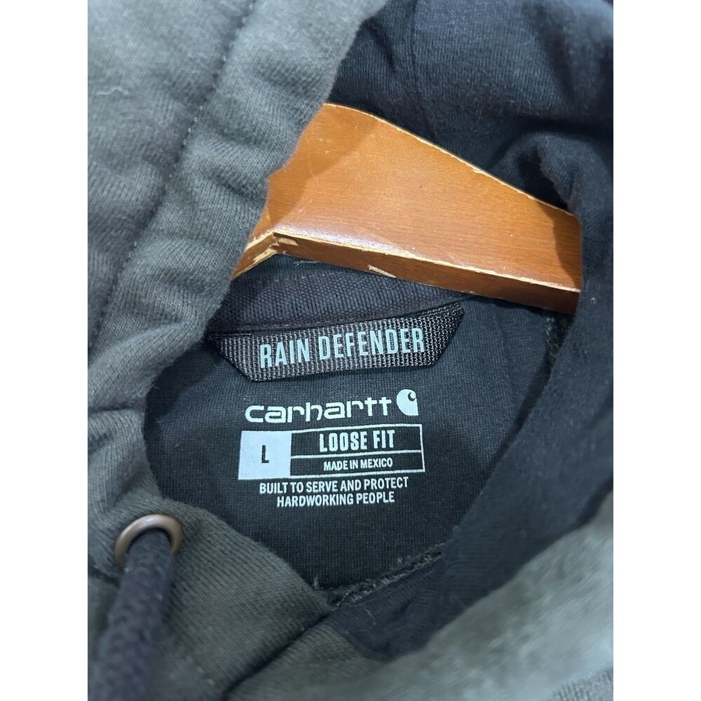 Carhartt Rain Defender Loose Fit Fleece Hoodie Dark Green Workwear Men's Size L - Picture 5 of 8